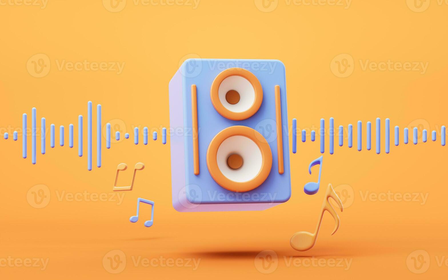 Music instruments with cartoon style, 3d rendering. photo