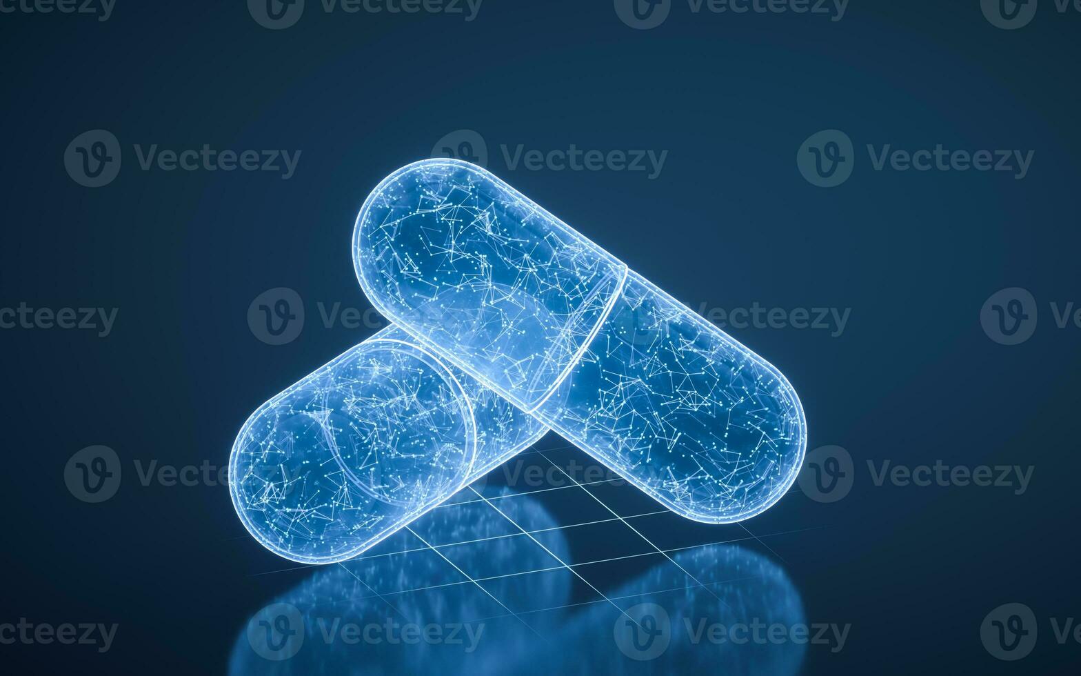 Capsules with blue technology structure, 3d rendering. photo
