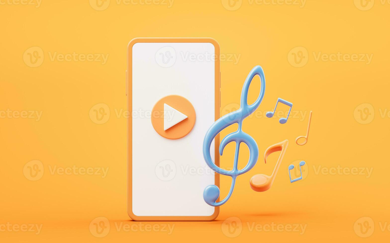 Music player sign with cartoon style, 3d rendering. photo