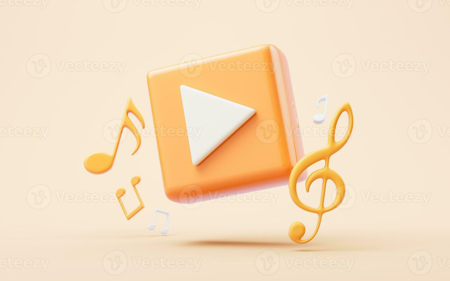 Music player sign with cartoon style, 3d rendering. photo