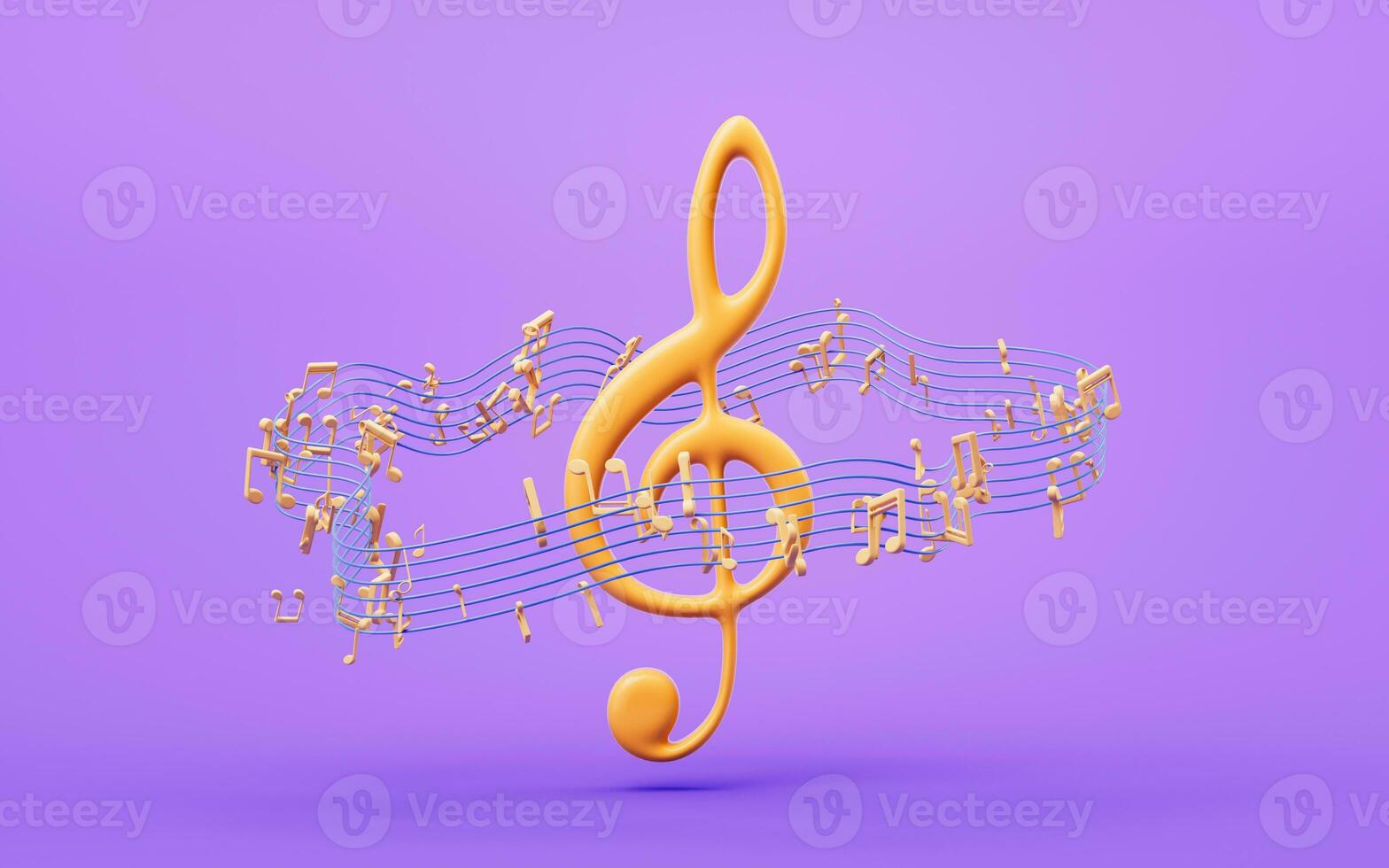 Music notes with cartoon style, 3d rendering. photo