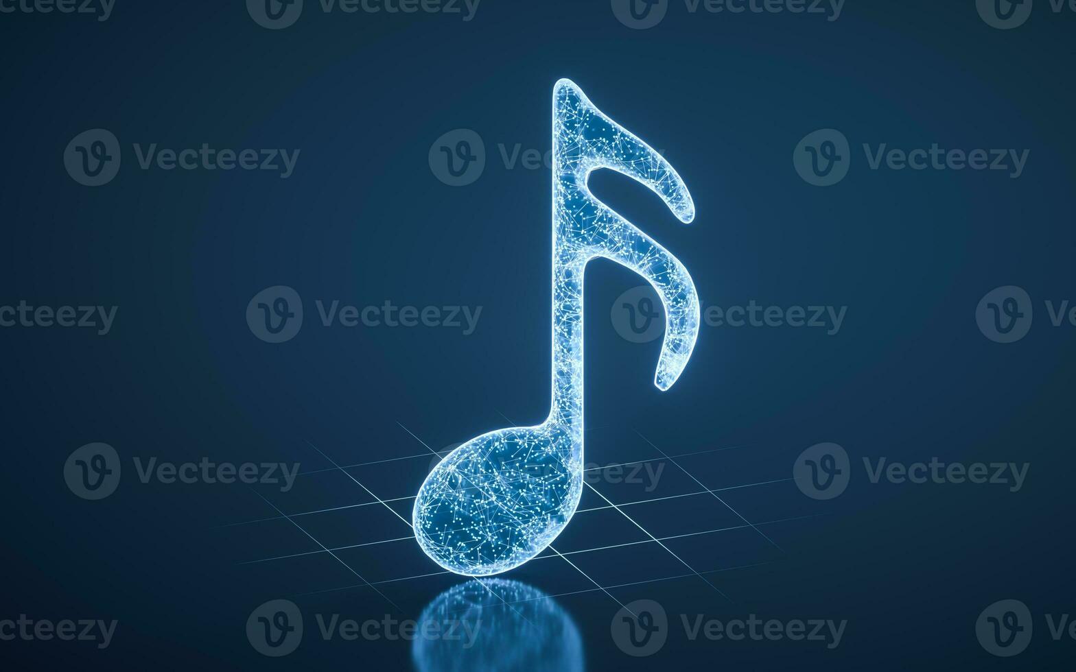 Music note with blue technology structure, 3d rendering. photo