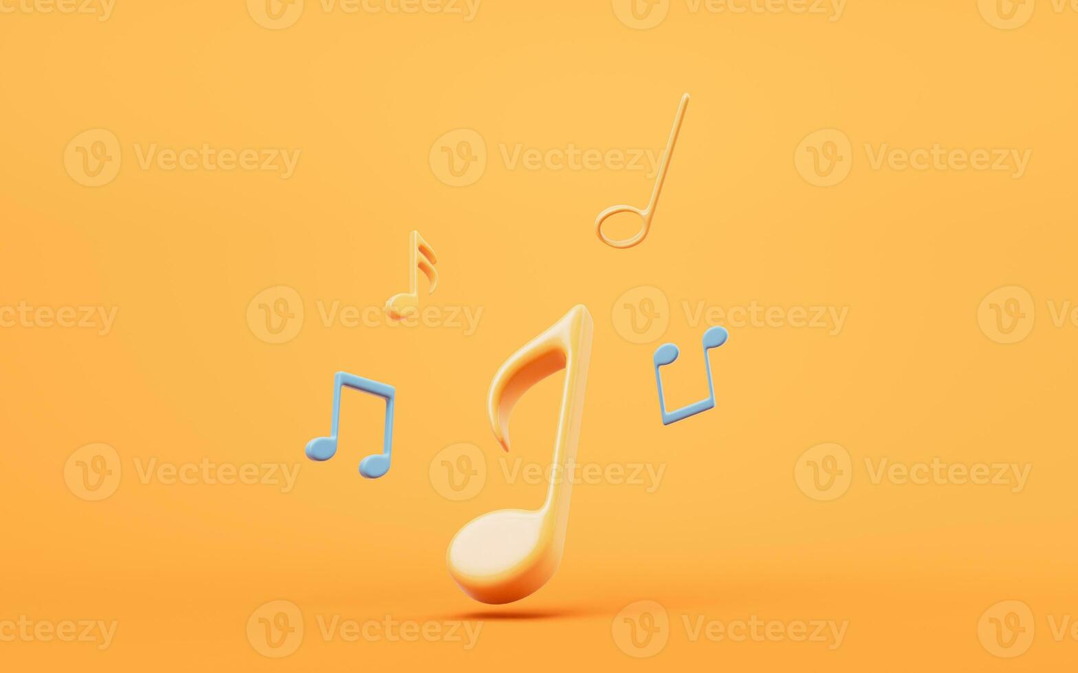 Music notes with cartoon style, 3d rendering. photo