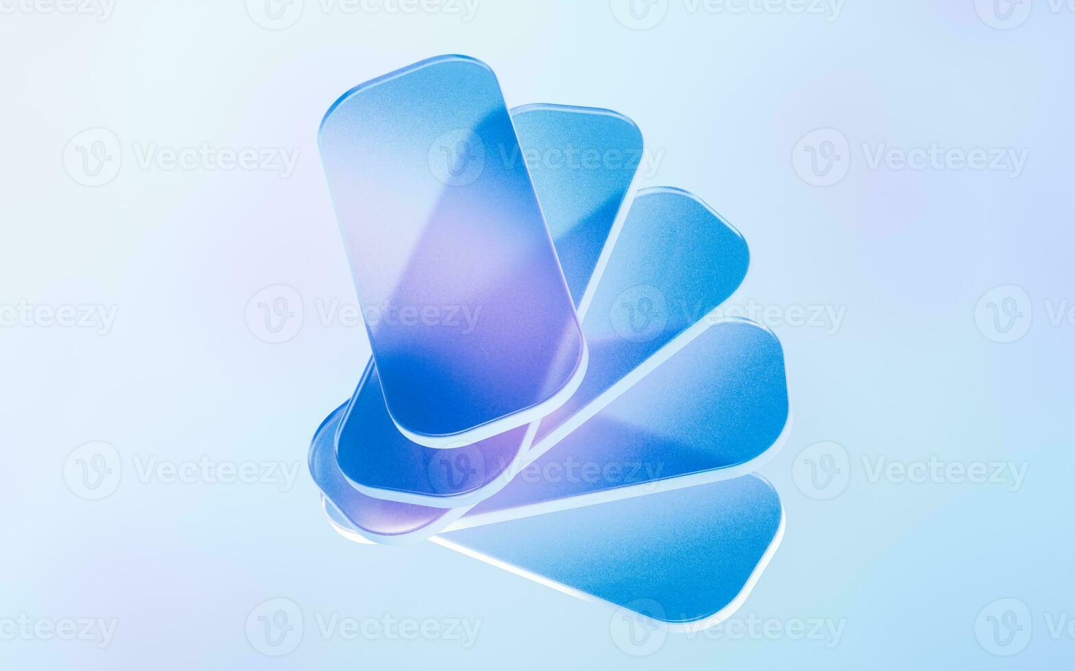 Transparent glass with gradient colors, 3d rendering. photo