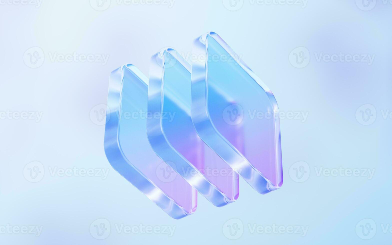 Transparent glass with gradient colors, 3d rendering. photo