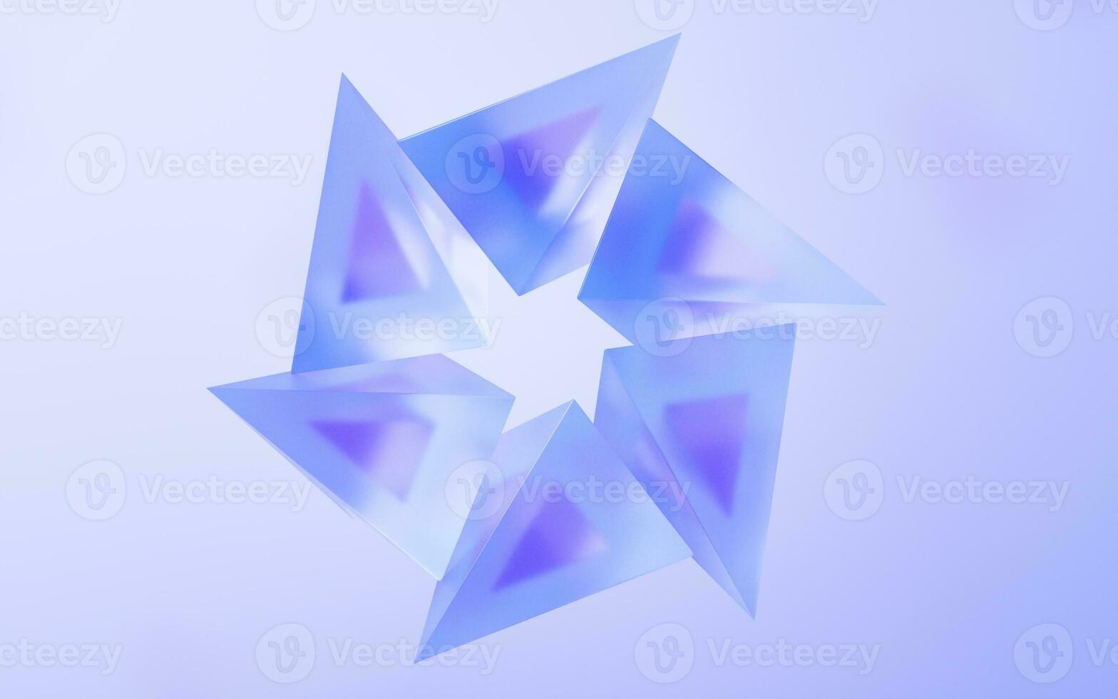 Transparent glass geometry, 3d rendering. photo