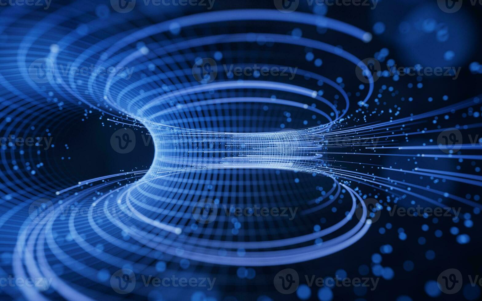 Flowing digital lines with cyberspace background, 3d rendering. photo