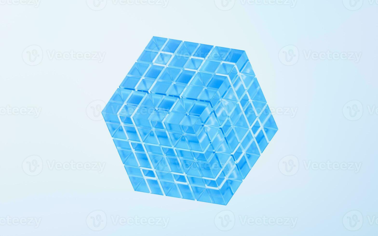 Abstract cube glass geometry background, 3d rendering. photo