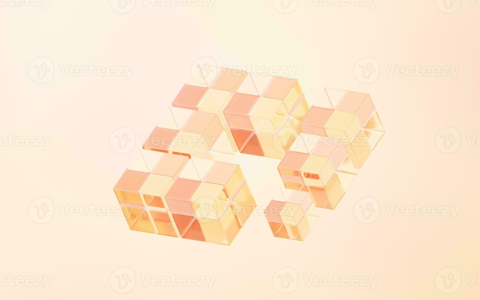 Abstract cube glass geometry background, 3d rendering. photo