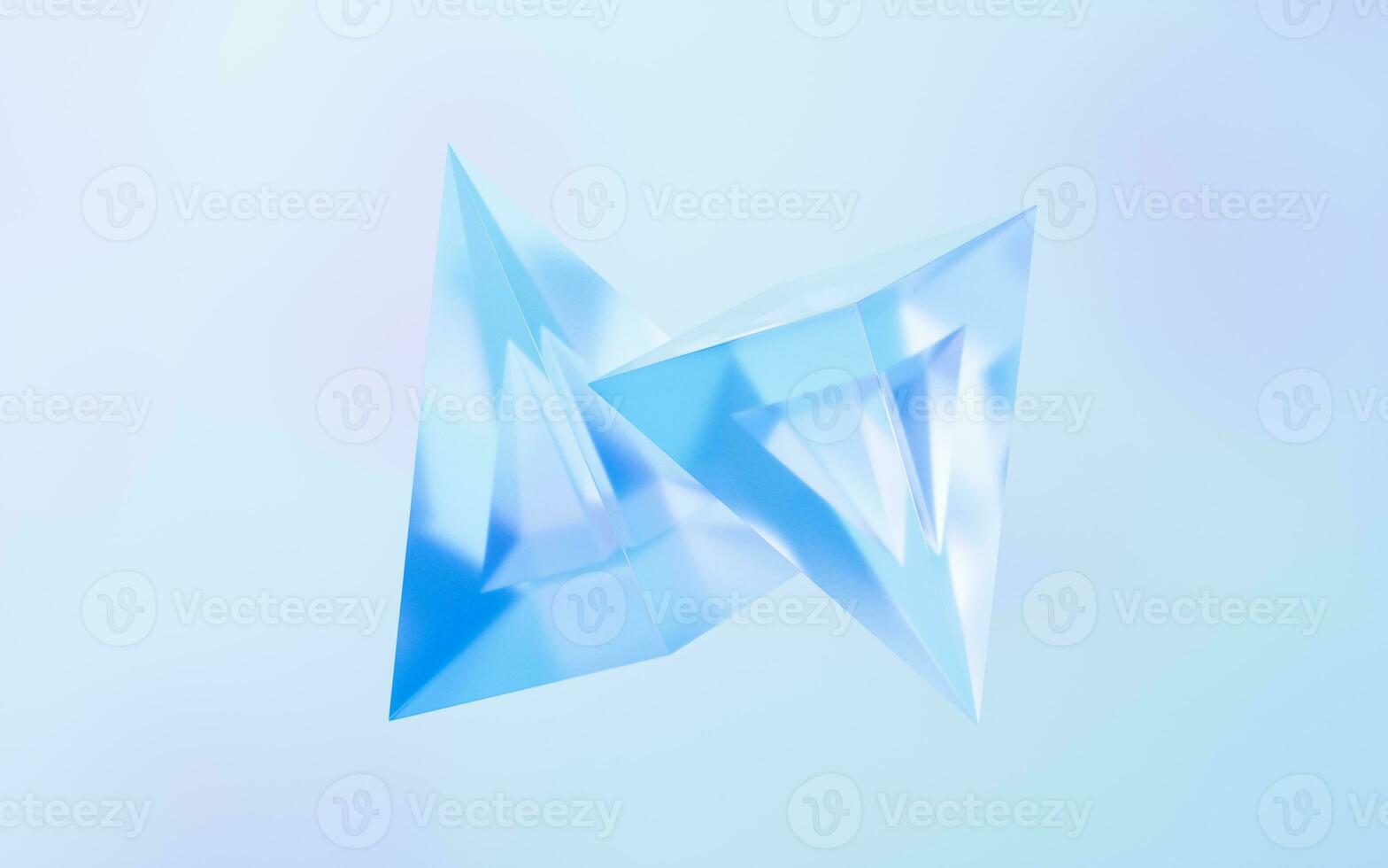 Transparent glass geometry, 3d rendering. photo