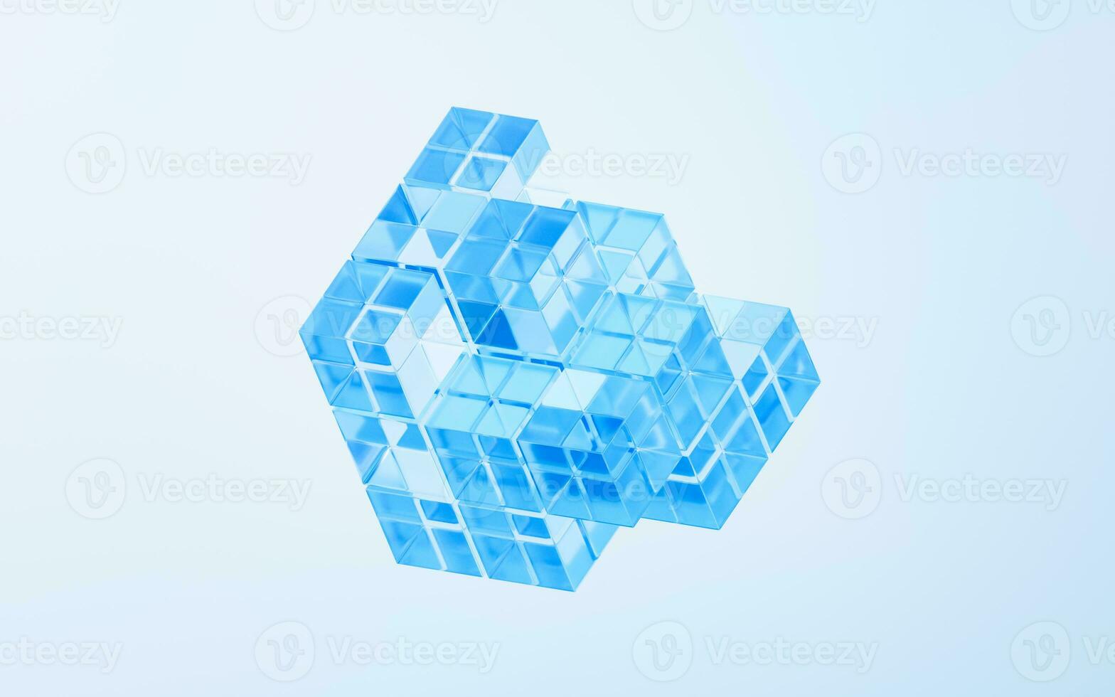 Abstract cube glass geometry background, 3d rendering. photo