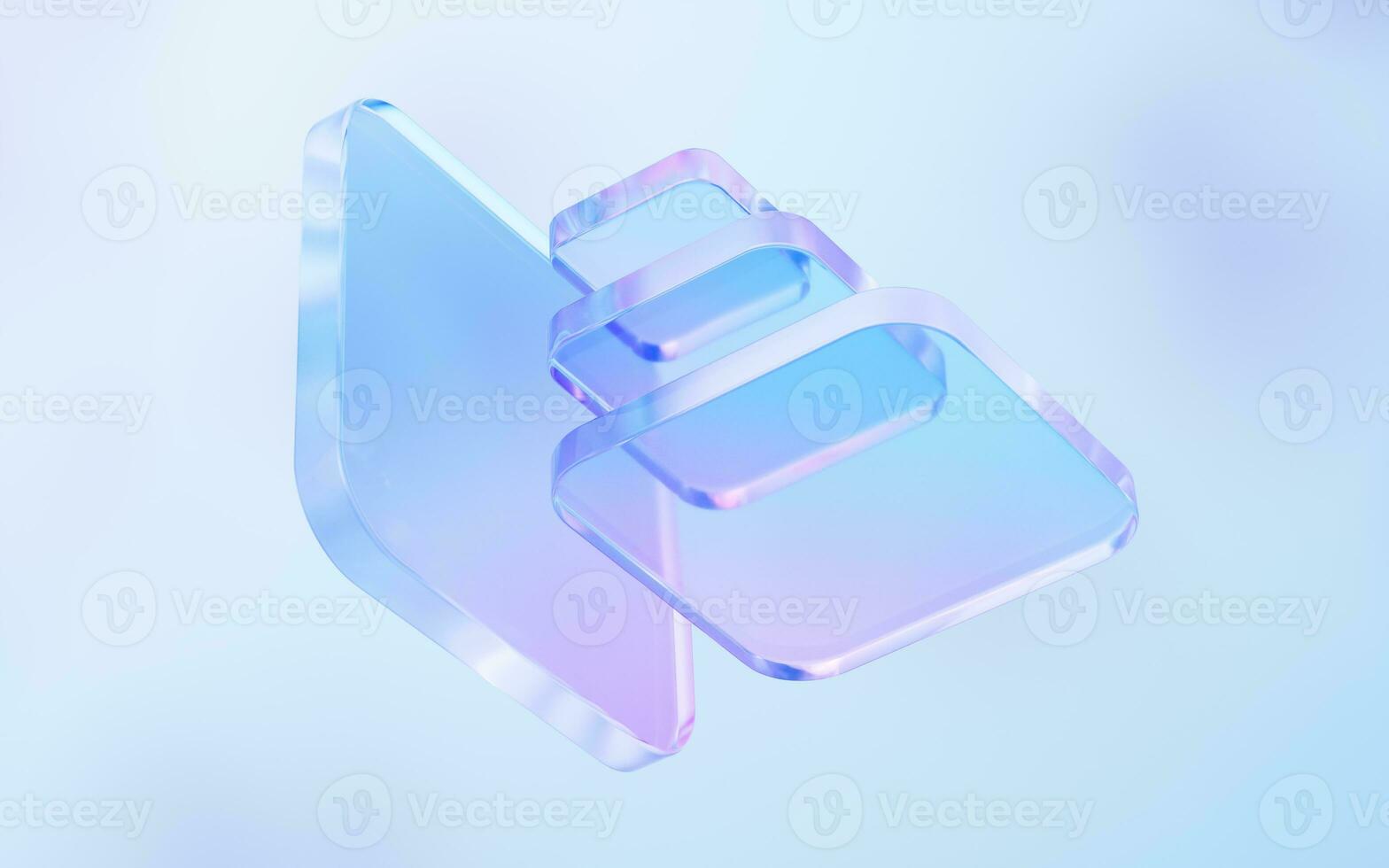 Transparent glass with gradient colors, 3d rendering. photo