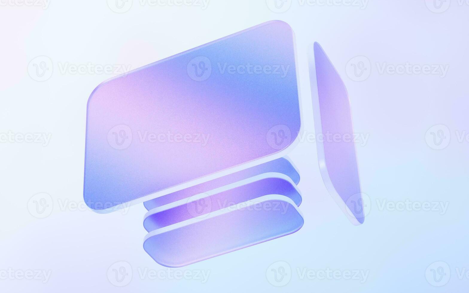 Transparent glass with gradient colors, 3d rendering. photo
