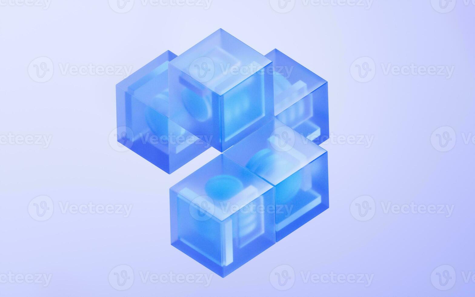 Abstract cube glass geometry background, 3d rendering. photo