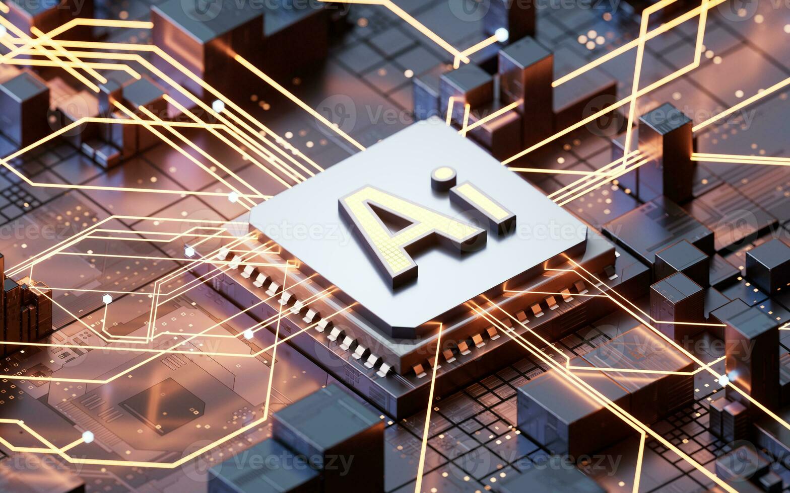 AI with artificial intelligence concept background, 3d rendering. photo