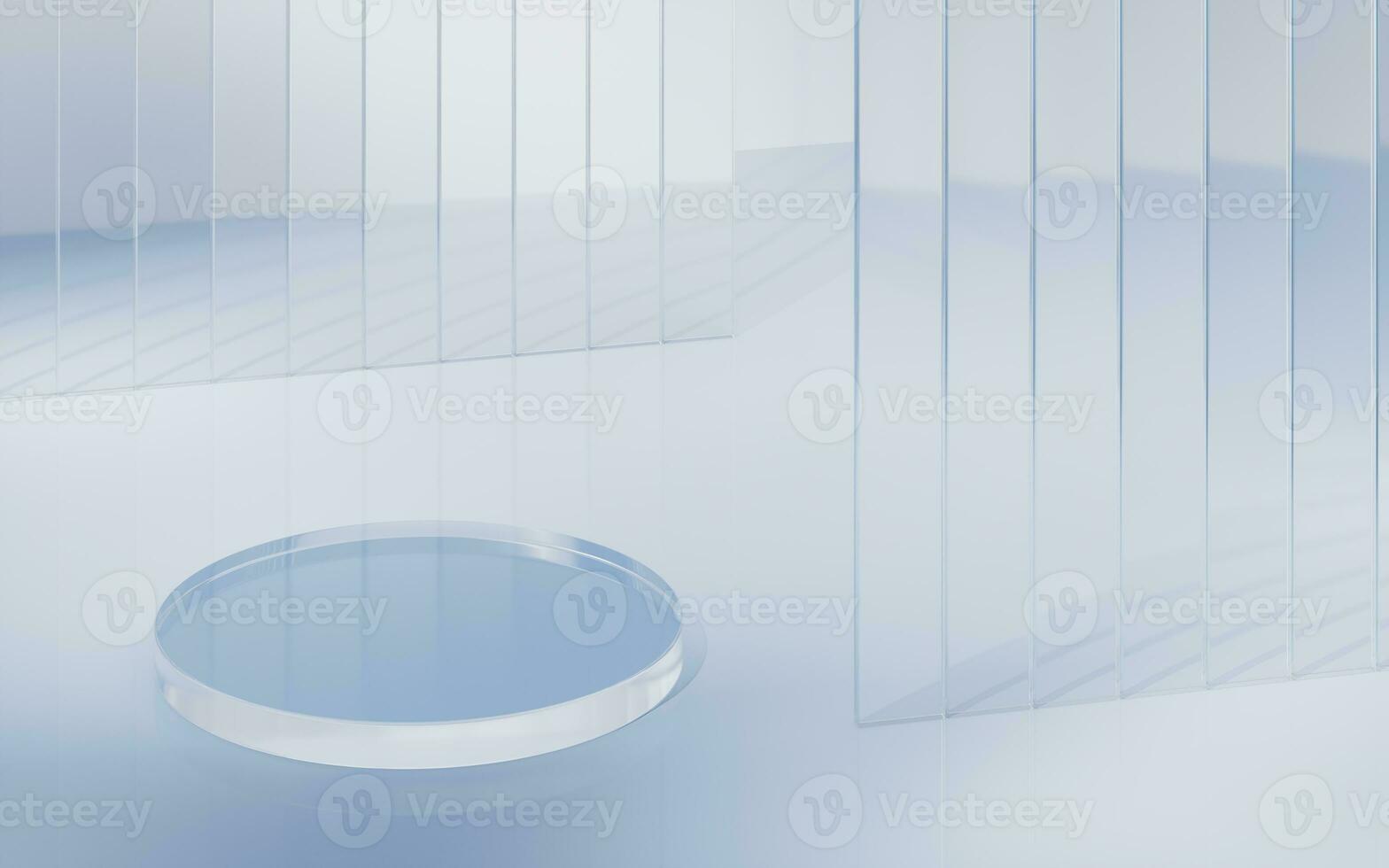 Transparent glass stage background, 3d rendering. photo