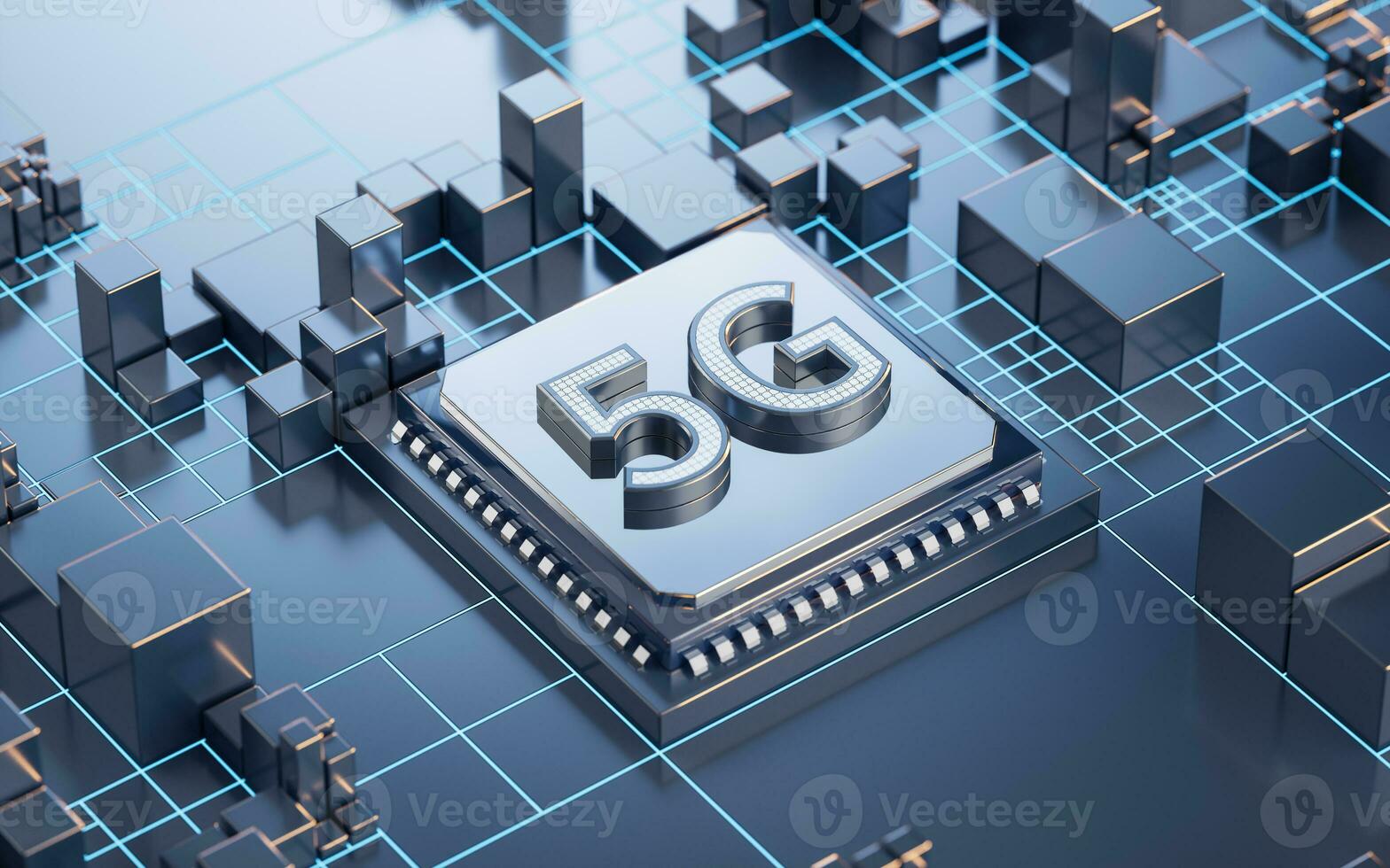 5G concept and technology background, 3d rendering. photo