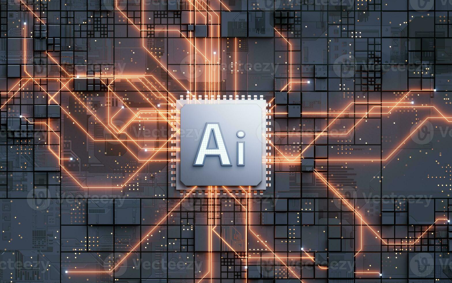 AI with artificial intelligence concept background, 3d rendering. photo