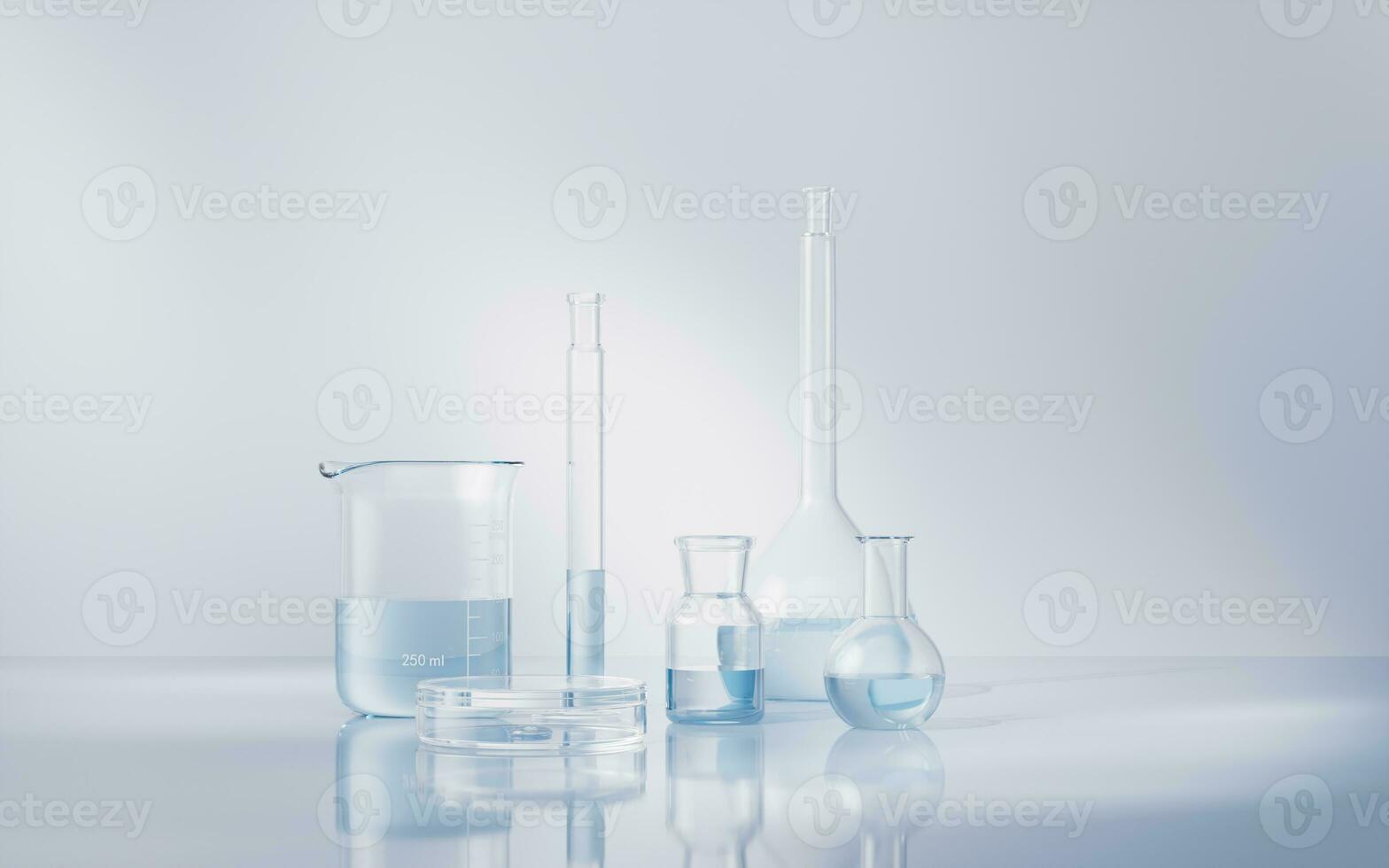 Chemical instruments with biotechnology concept, 3d rendering. photo