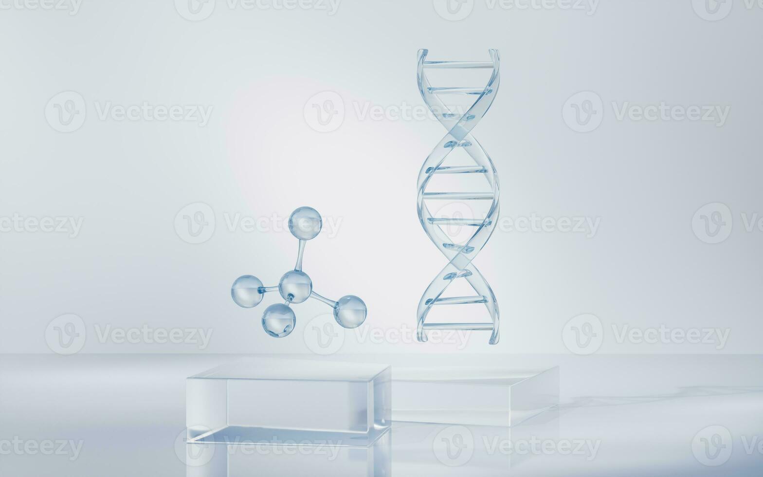 Molecule with biology and chemical concept, 3d rendering. photo