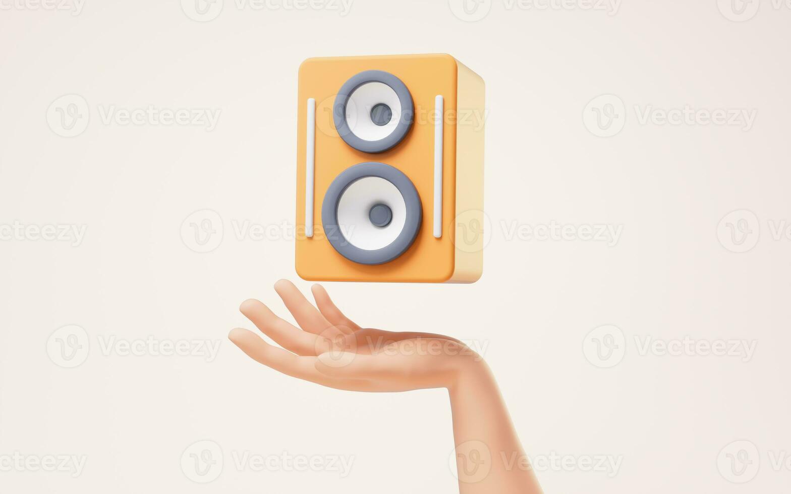 Music sound in a hand, 3d rendering. photo