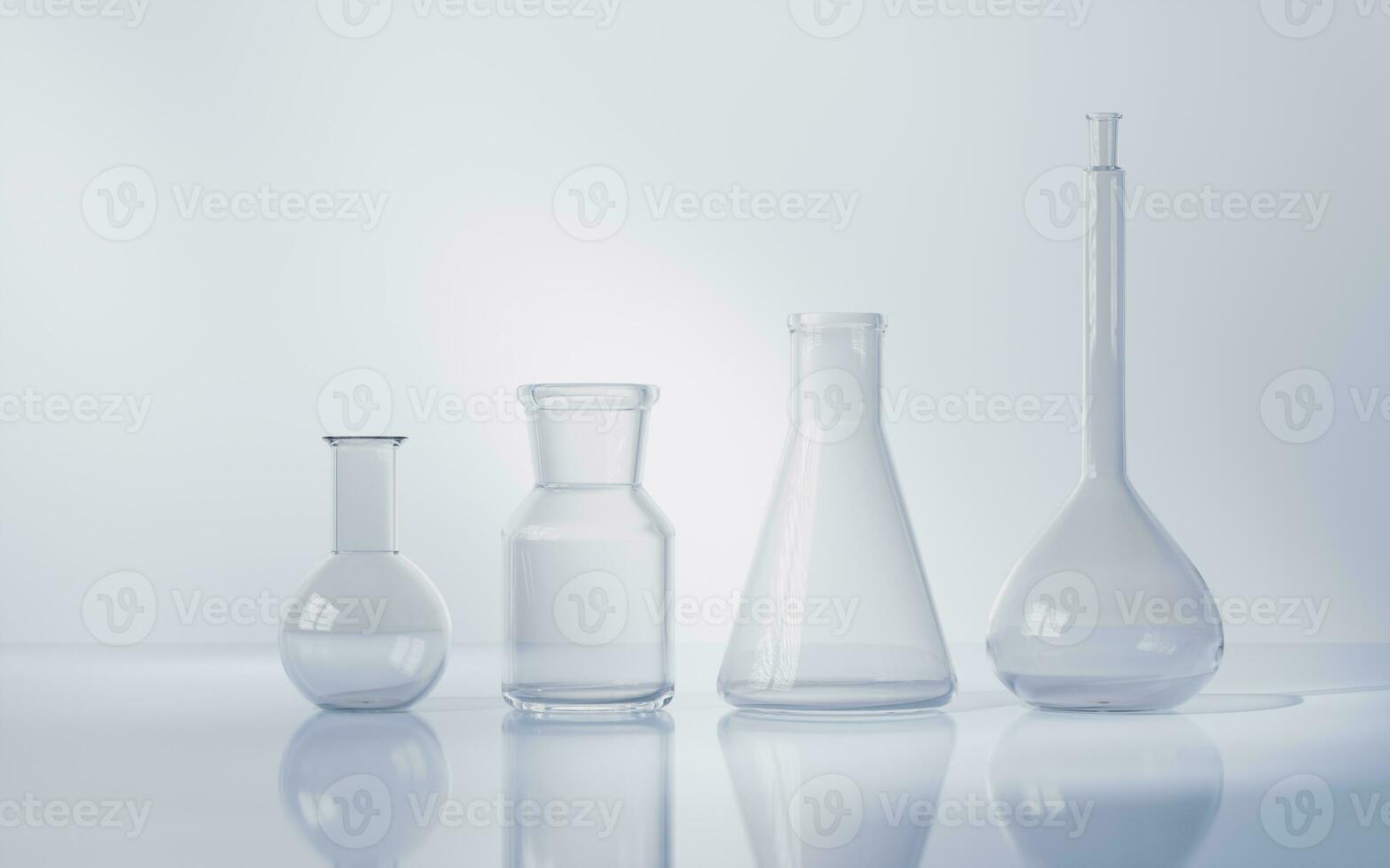 químico instrumentos con biotecnología concepto, 3d representación. foto