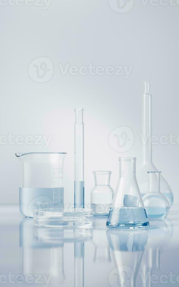 Chemical instruments with biotechnology concept, 3d rendering. photo