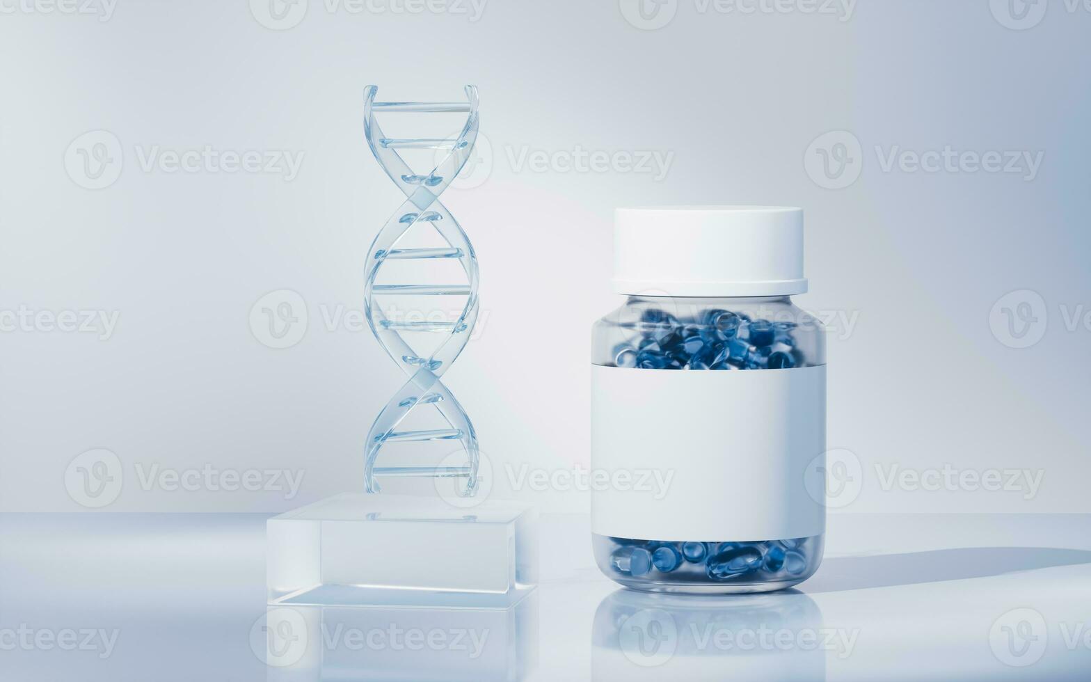 Medicine and DNA with biology concept, 3d rendering. photo