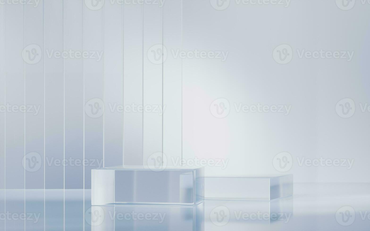 Transparent glass stage background, 3d rendering. photo