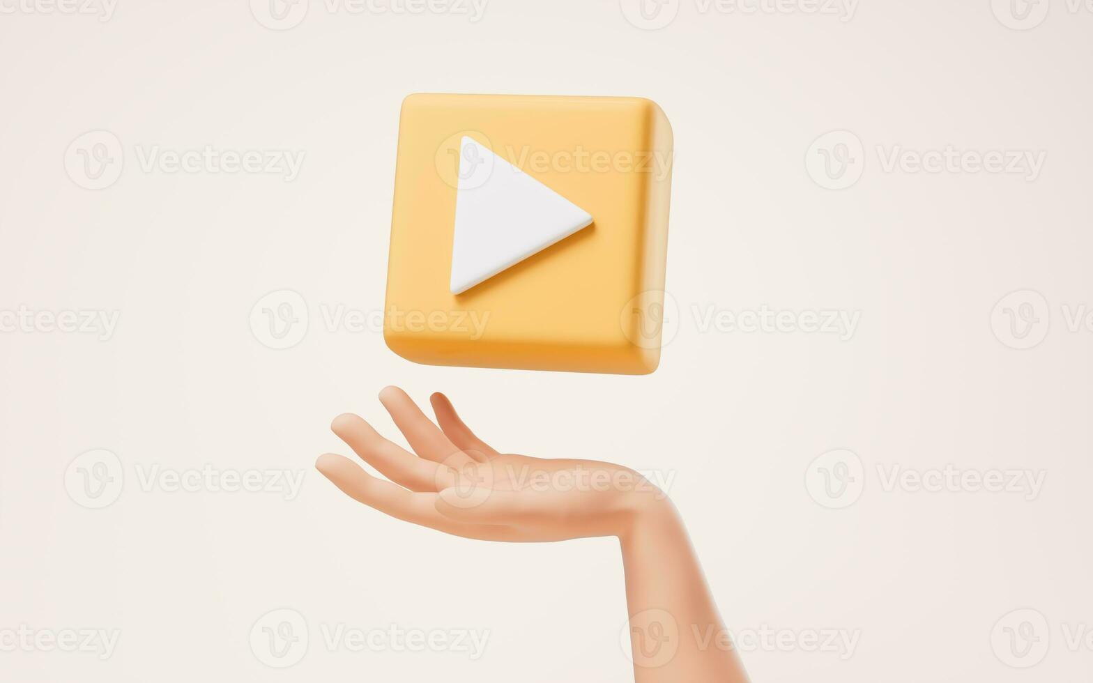 Player icon in a hand, 3d rendering. photo