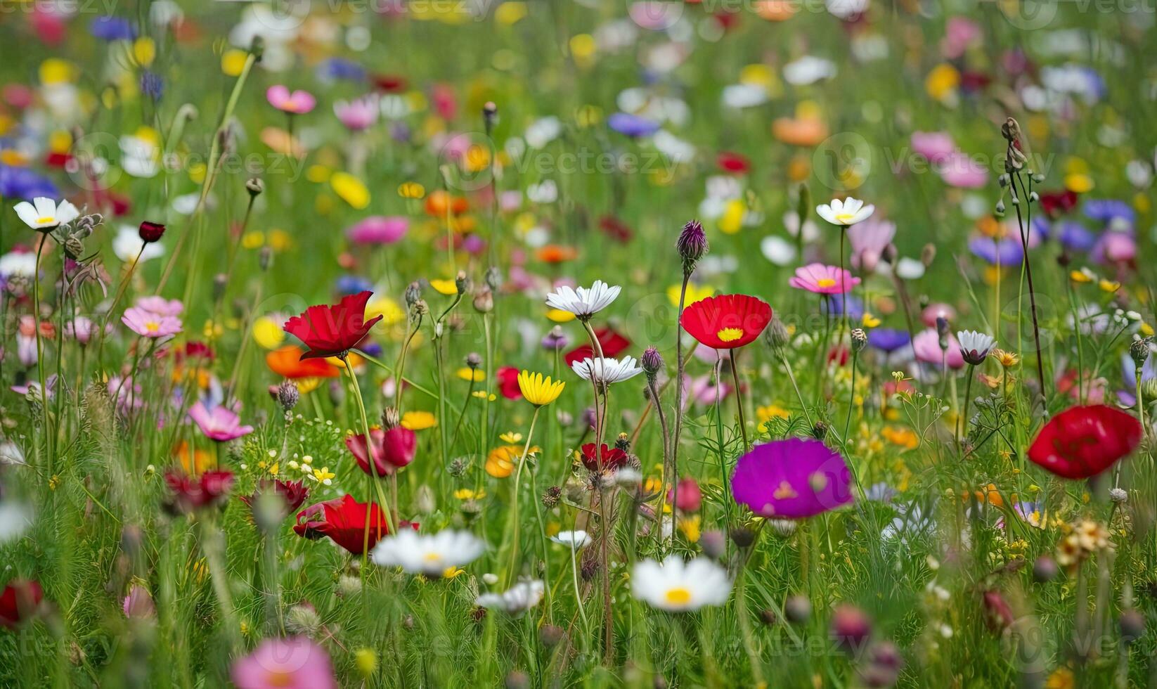The sweet scent of flowers fills the spring meadow Creating using generative AI tools photo
