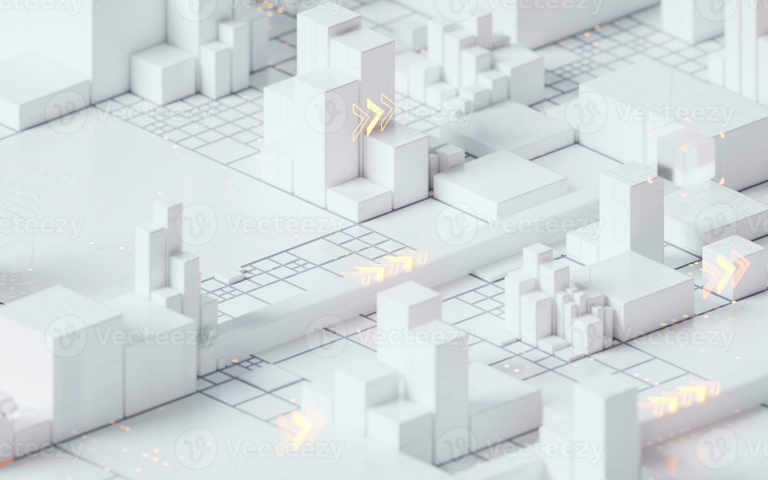 White cube circuit board, 3d rendering. photo