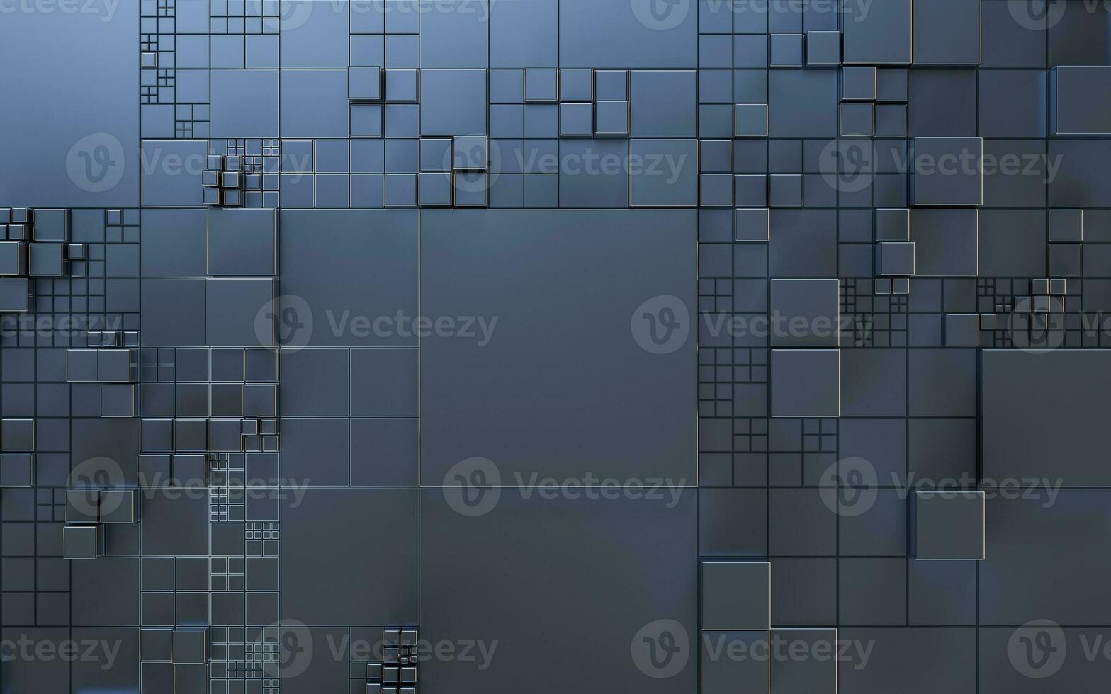 Metallic cube circuit board, 3d rendering. photo