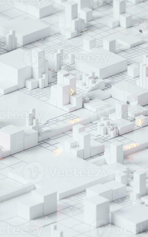 White cube circuit board, 3d rendering. photo