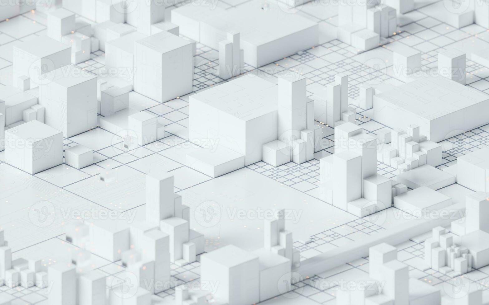 White cube circuit board, 3d rendering. photo