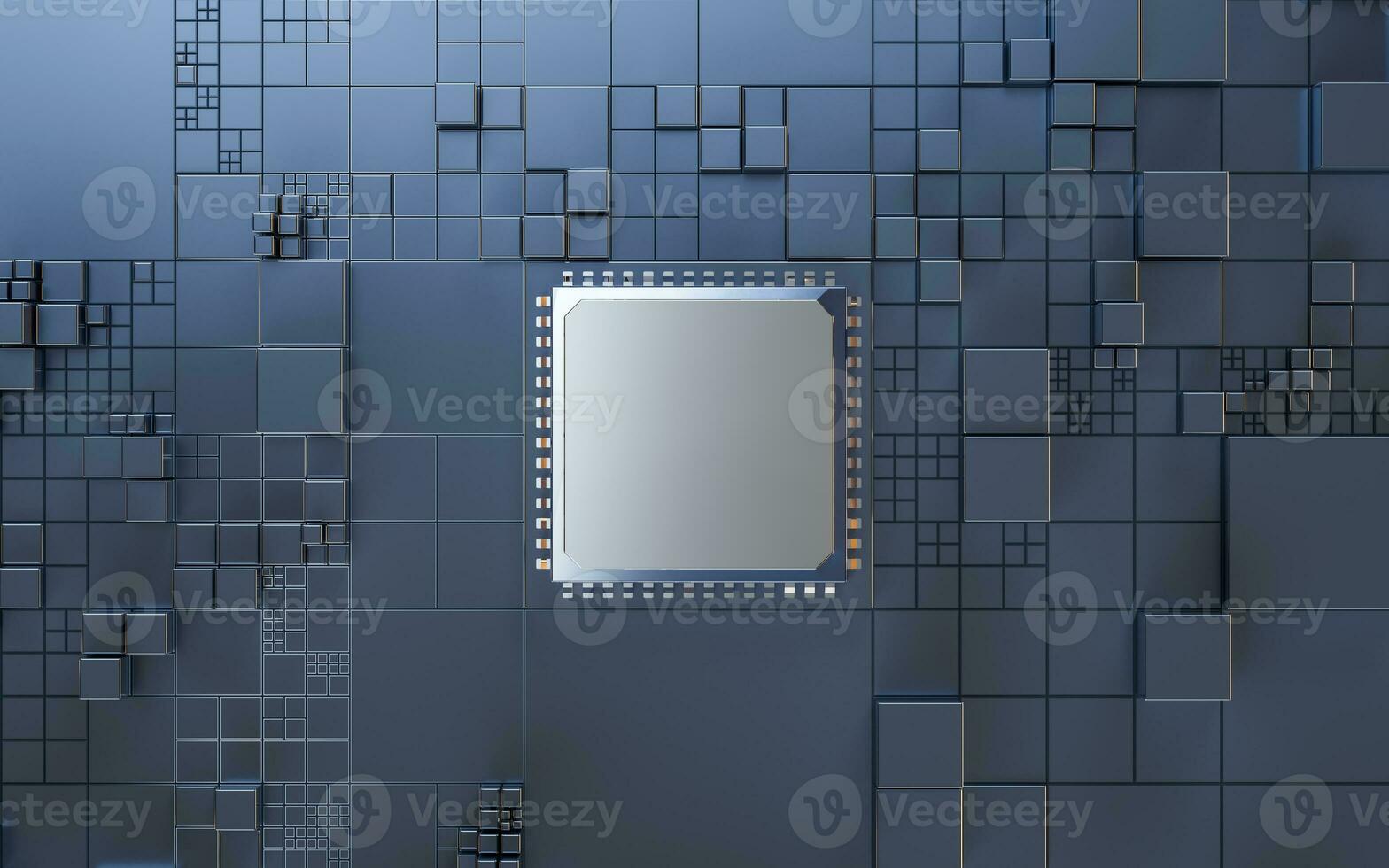 Technology circuit board and core, 3d rendering. photo