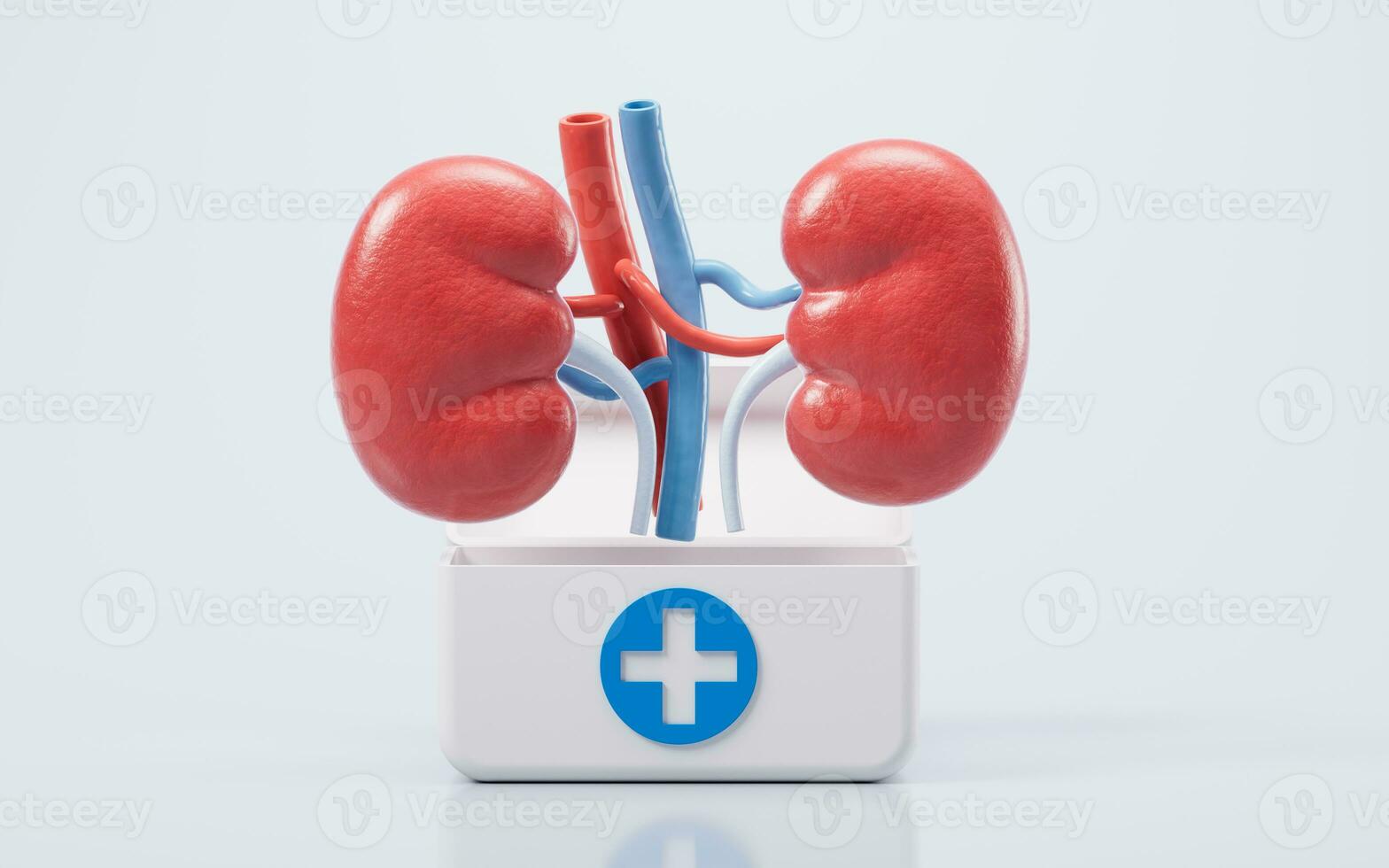 Kidney with biology and health care concept, 3d rendering. photo