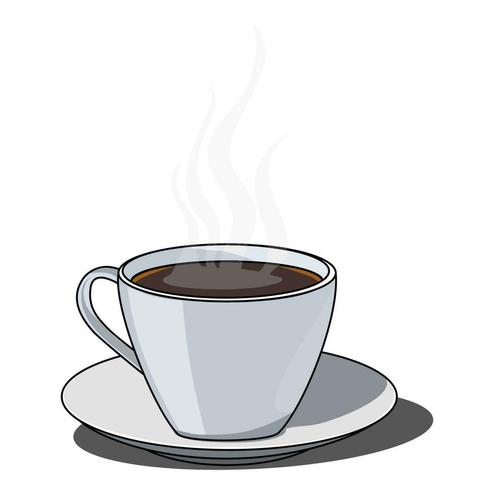 blanco café taza con vapor creciente en un blanco antecedentes. vector