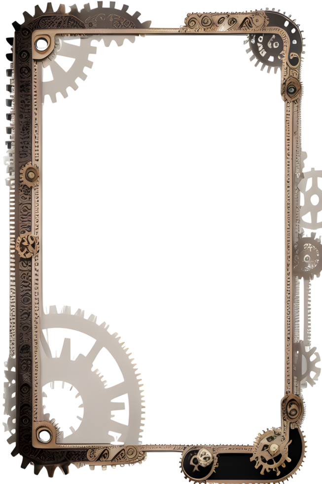 Steampunk border frame PNG transparent background Ai Generative