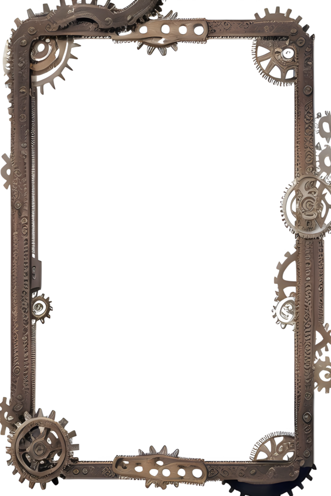 Steampunk border frame PNG transparent background Ai Generative