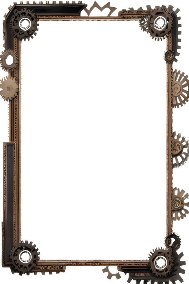 Steampunk border frame PNG transparent background Ai Generative