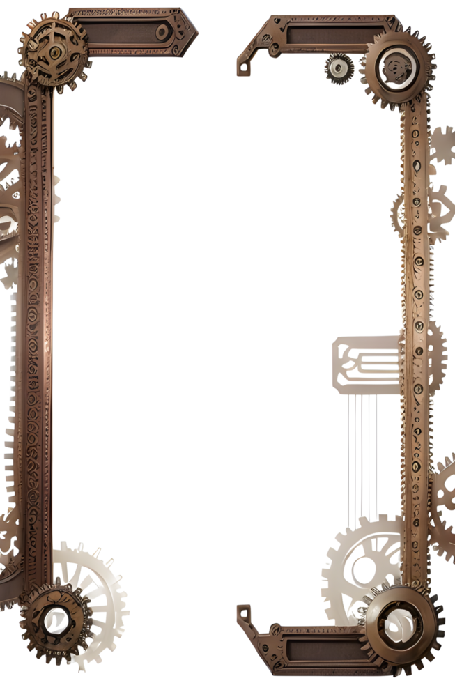 Steampunk border frame PNG transparent background Ai Generative