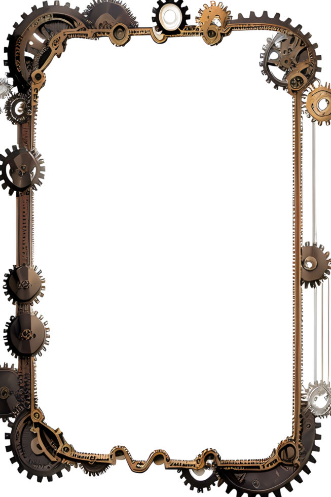 Steampunk border frame PNG transparent background Ai Generative