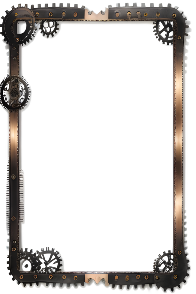 Steampunk border frame PNG transparent background Ai Generative