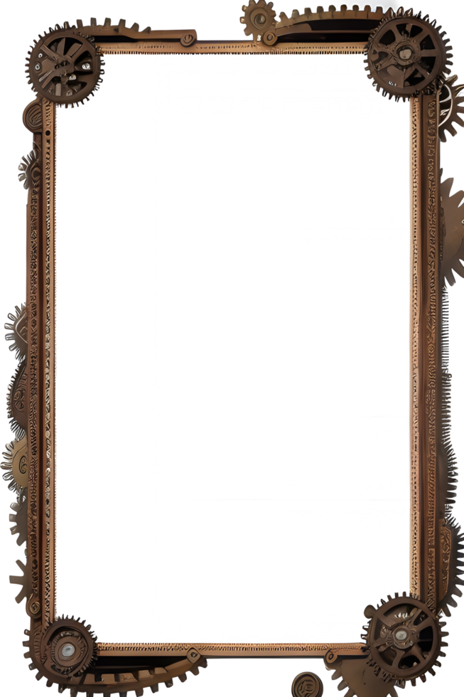 Steampunk border frame PNG transparent background Ai Generative