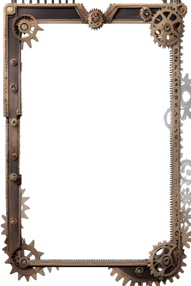 Steampunk border frame PNG transparent background Ai Generative