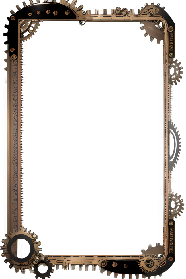 Steampunk border frame PNG transparent background Ai Generative