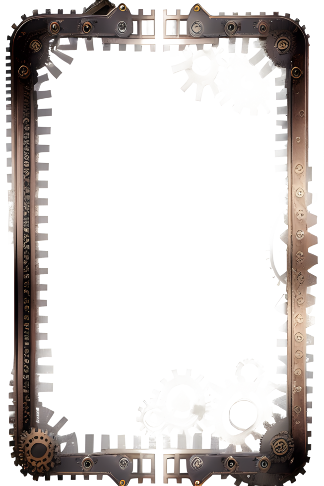 Steampunk border frame PNG transparent background Ai Generative