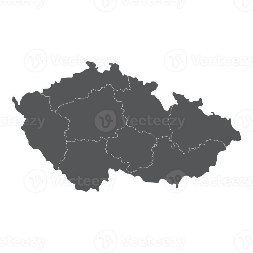 Czechia map. Map of Czech Republic in main regions png