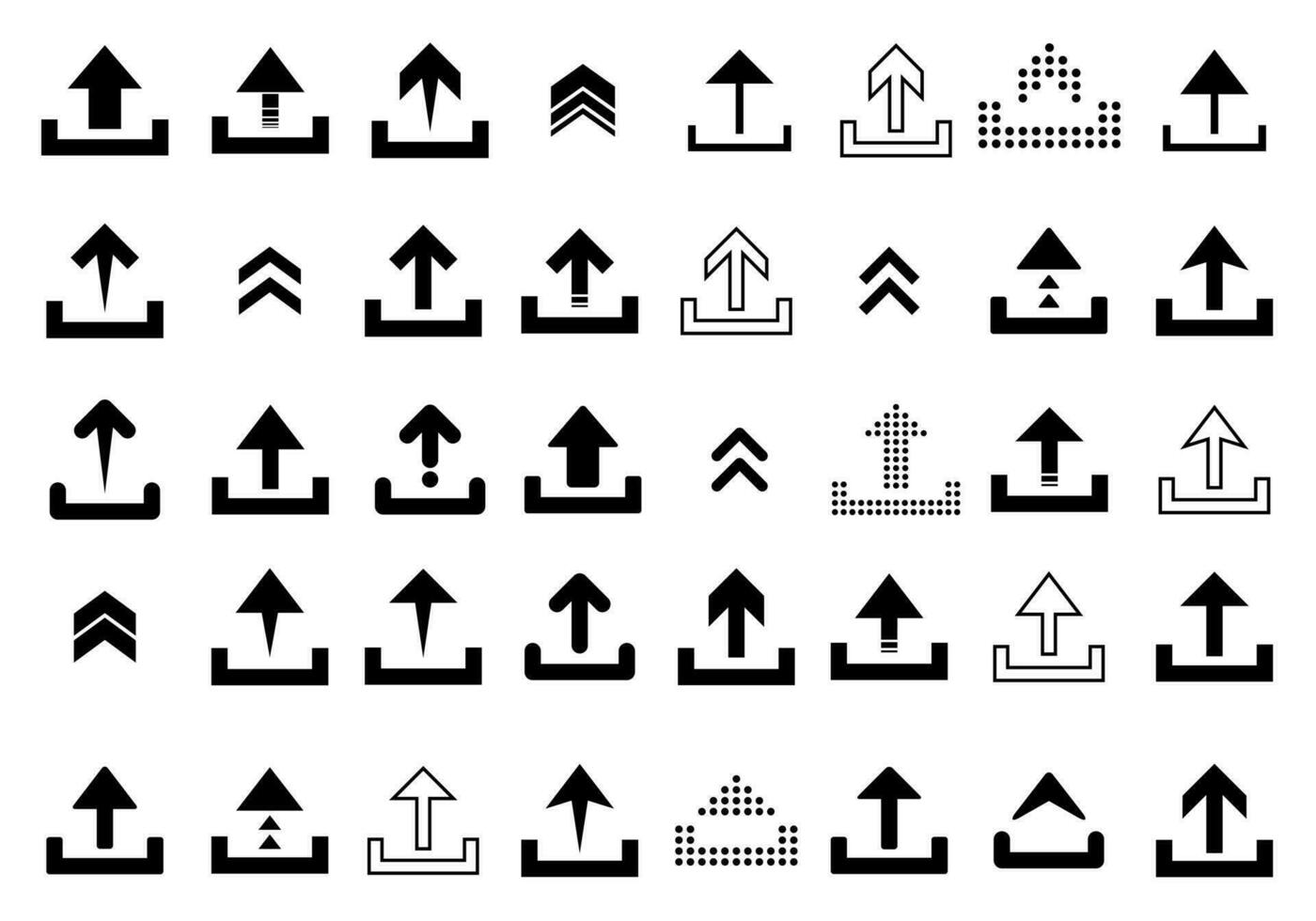 Upload icon vector big collection in flat style. Up arrow sign symbol